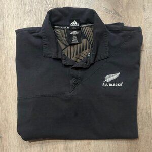 Adidas All Blacks New Zealand Silver Fern Rugby Polo Shirt - $45